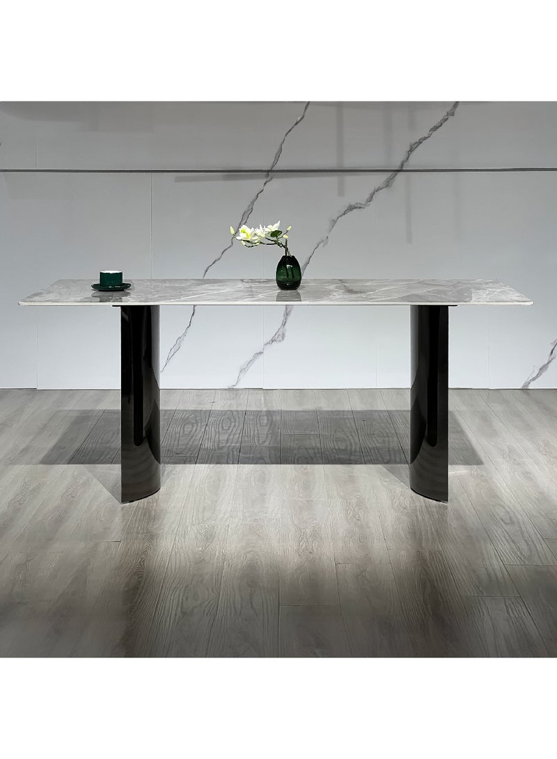Home Box Titanium Sintered Stone Top 7-Piece 6-Seater Dining Table Set 180 x 75 x 90 cm - Image 4