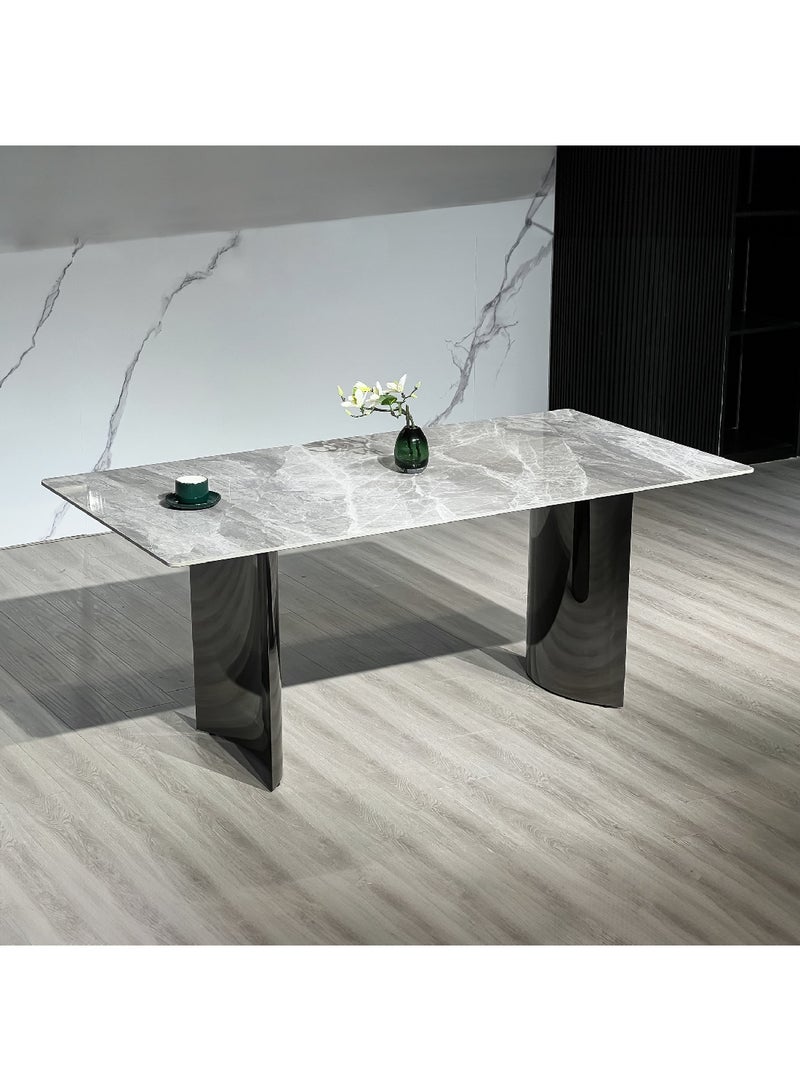 Home Box Titanium Sintered Stone Top 7-Piece 6-Seater Dining Table Set 180 x 75 x 90 cm - Image 5