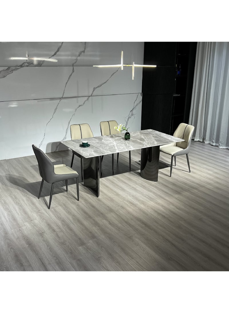 Home Box Titanium Sintered Stone Top 7-Piece 6-Seater Dining Table Set 180 x 75 x 90 cm - Image 3