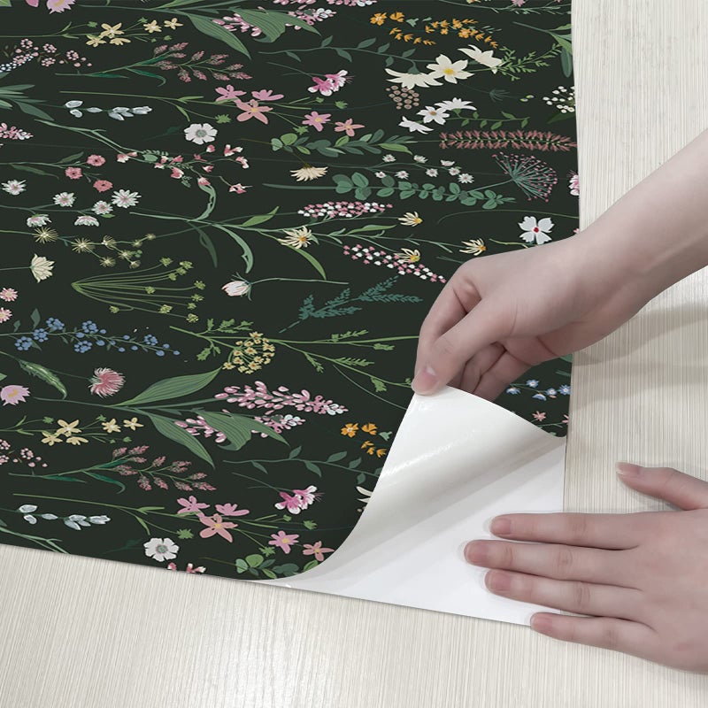 JiffDiff Floral Wallpaper Peel and Stick Farm Floral 472" x 17.3" Wildwood Wall Paper Dark Stick on Wallpaper Self Adhesive Contact Paper Coverage 56 sq.ft - Image 2