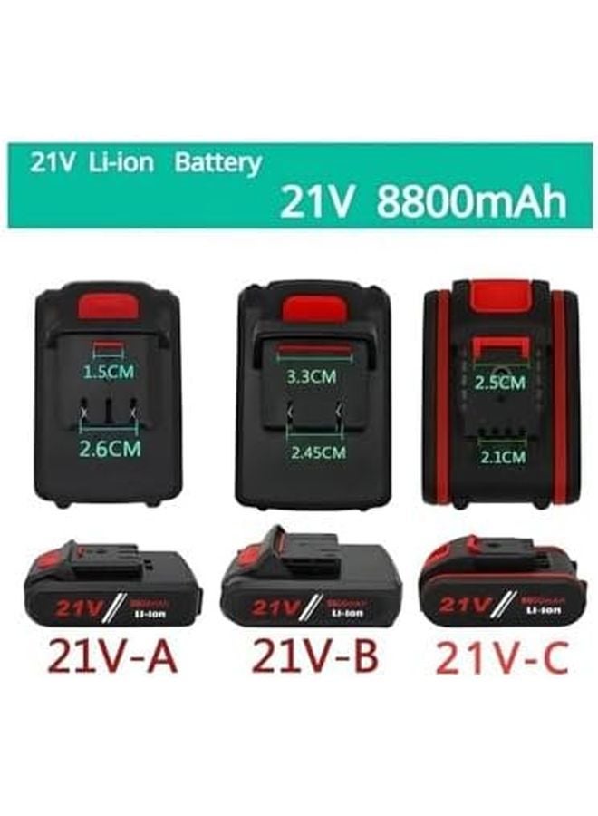 بطارية ليثيوم أيون قابلة لإعادة الشحن 21 فولت 8800 مللي أمبير متوافقة مع المثاقب الكهربائية ومفكات البراغي اللون 21 فولت ب - Image 3