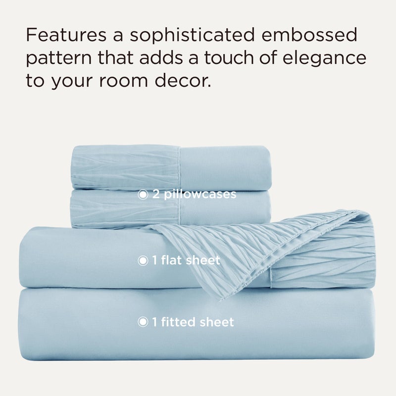 Bedsure Full Size Bed Sheets - 4 Pieces Soft Full Sheet Set - Breathable & Cooling - Hotel Luxury - Easy Care Polyester Microfiber Bedding for Women, Men, Light Blue - Image 2