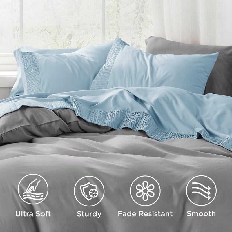 Bedsure Full Size Bed Sheets - 4 Pieces Soft Full Sheet Set - Breathable & Cooling - Hotel Luxury - Easy Care Polyester Microfiber Bedding for Women, Men, Light Blue - Image 3