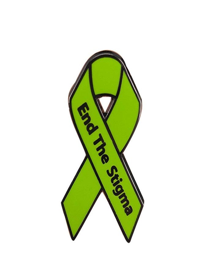 GuDeKe Stop End the Stigma of Mental Illness Pin Mental Health Awareness Ribbon Brooch - Image 1