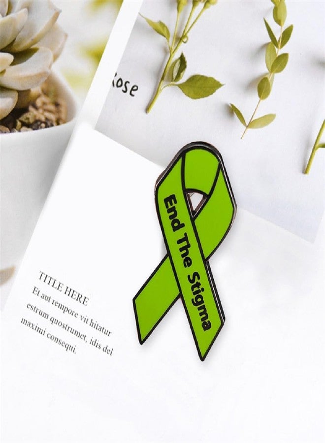 GuDeKe Stop End the Stigma of Mental Illness Pin Mental Health Awareness Ribbon Brooch - Image 3