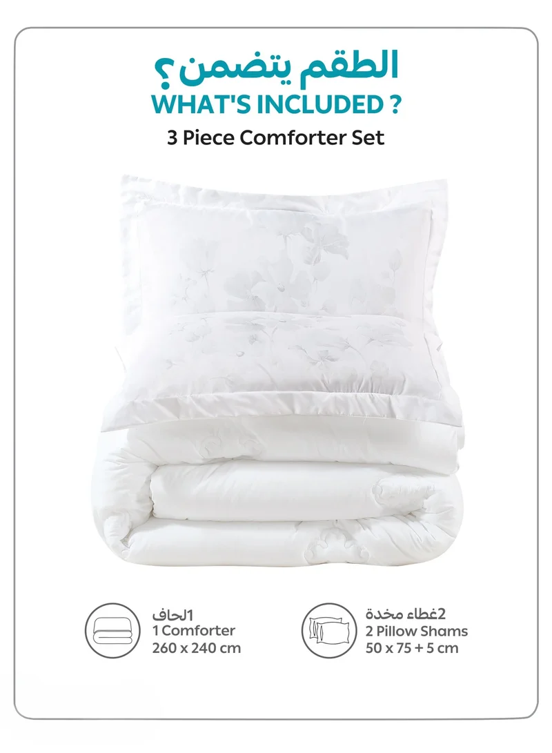 Donetella Bedding Comforter Set, King Size 260x240 cm - 3-Pcs Digital Print Quilted Bed Set, Microfiber Fabric - 1 Comforter And  2 Pillow Shams,