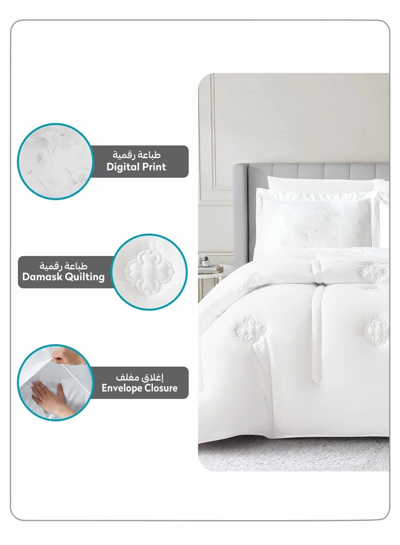 Donetella Bedding Comforter Set, King Size 260x240 cm - 3-Pcs Digital Print Quilted Bed Set, Microfiber Fabric - 1 Comforter And  2 Pillow Shams,