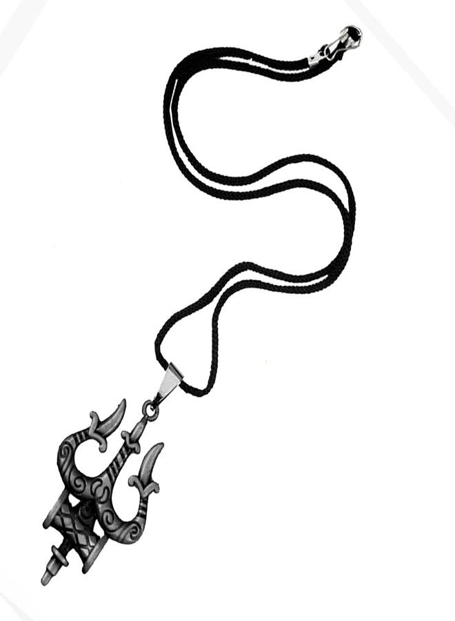 AFH قلادة AFH Trishul Damaru Lord Shiva Grey Locket Cord Chain للرجال والنساء - Image 2