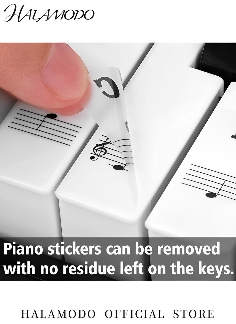 HALAMODO Transparent Piano Keyboard Stickers PVC Sticker Labels Piano Note Stickers Small Piano Accessories Removable Piano Keyboard Letters Great Visual Tool for Beginners and Kids  - Image 5
