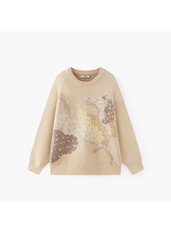 Mqd Boys' Crew Neck Pure Cotton Sweater  Autumn New Korean Style Colorblock Jacquard Knitwear - Image 5
