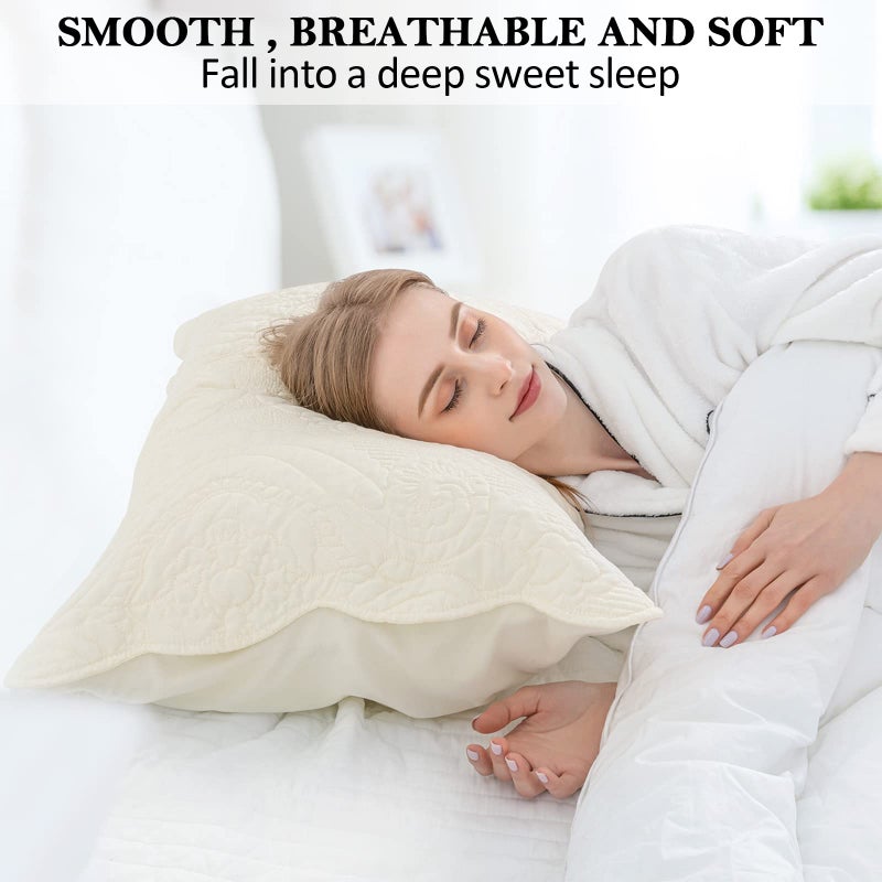 Bosowos مبطن وسادة شمس مجموعة من 2 زخرفة microfiber كوين السرير وسادة وسادة ناعمة التنفس الأغطية مع إغلاق المغلف (صفراء فاتحة 2pcs: 20 × 30inch) - Image 2