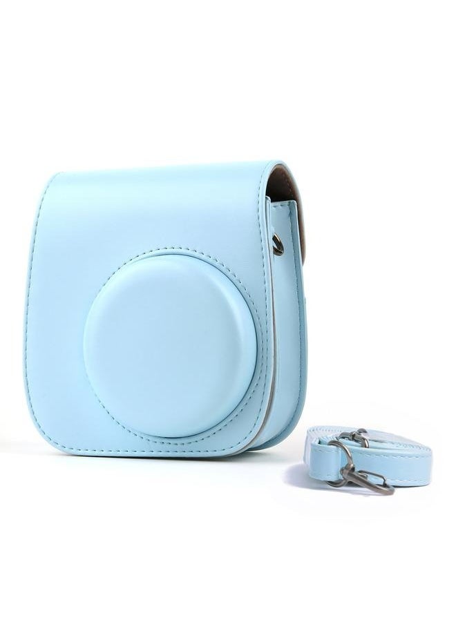 ماركة غير محددة - حقيبة علبة كاميرا فورية مع حزام لـ Instax Mini 11 الأزرق ، حقيبة جلدية بو مع جيب وحزام كتف قابل للتعديل (السماء الأزرق) - Image 1