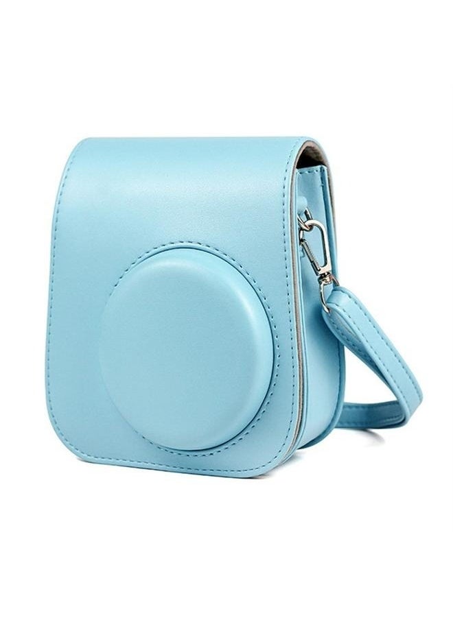 ماركة غير محددة - حقيبة علبة كاميرا فورية مع حزام لـ Instax Mini 11 الأزرق ، حقيبة جلدية بو مع جيب وحزام كتف قابل للتعديل (السماء الأزرق) - Image 1