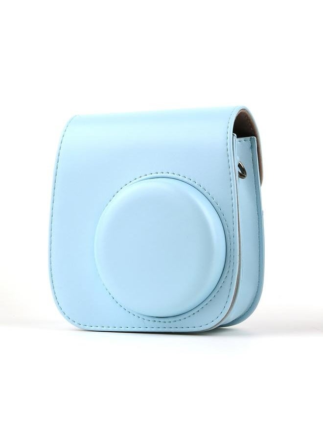 ماركة غير محددة - حقيبة علبة كاميرا فورية مع حزام لـ Instax Mini 11 الأزرق ، حقيبة جلدية بو مع جيب وحزام كتف قابل للتعديل (السماء الأزرق) - Image 1