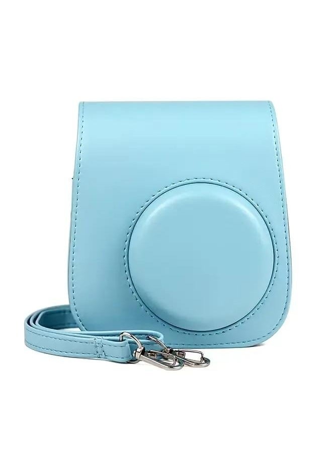 ماركة غير محددة - حقيبة علبة كاميرا فورية مع حزام لـ Instax Mini 11 الأزرق ، حقيبة جلدية بو مع جيب وحزام كتف قابل للتعديل (السماء الأزرق) - Image 1