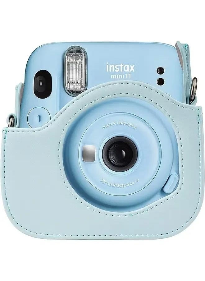 ماركة غير محددة - حقيبة علبة كاميرا فورية مع حزام لـ Instax Mini 11 الأزرق ، حقيبة جلدية بو مع جيب وحزام كتف قابل للتعديل (السماء الأزرق) - Image 1