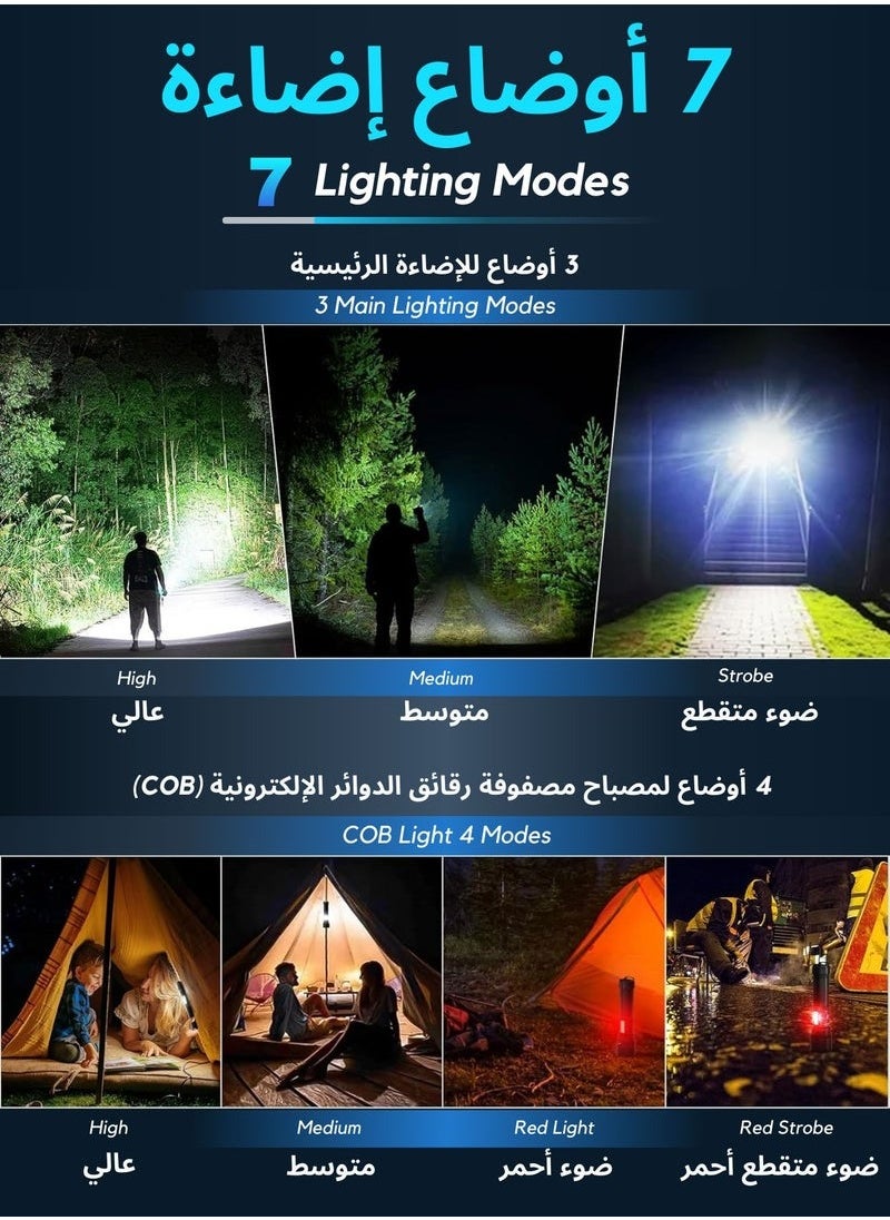 Generic - Camping Flashlight | 5 Lighting Modes, High Lumens, Waterproof & Shockproof Torch | 600M Zoomable 30W LED | 1200mAh Rechargeable Battery for 10-Hour Use - Image 1