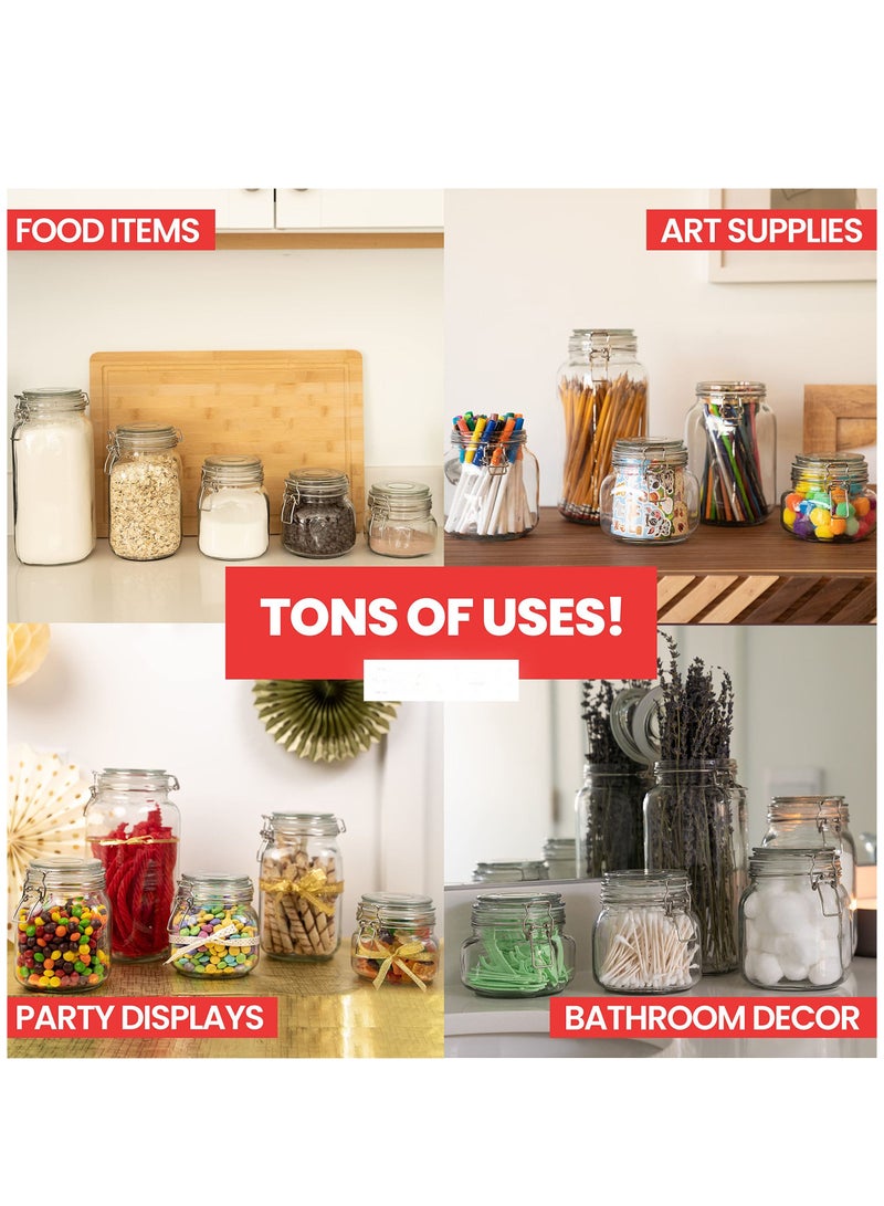 شو وو Set of 5 Airtight Glass Kitchen Jars with Lids For Food Storage Organising and Canning Containers 500ml 750ml 1000ml 1500ml 2000ml - Image 5