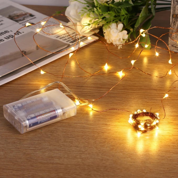 FAIRY LIGHTS BATTERY OPERATED 8 PACKS MINI BATTERY POWERED COPPER WIRE STARRY STRING LIGHTS FOR CHRISTMASBEDROOM PARTIESWEDDINGINDOORHOME DECORATION 5M16FT WARM WHITE
