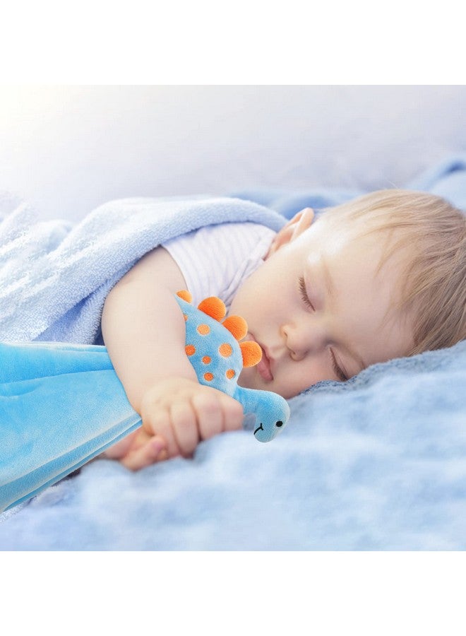 Pro Goleem Dinosaur Security Blanket Soft Loveys for Babies for Boys and Girls Newborn Lovie Infant Blankie Snuggle Toy Stuffed Animal Baby Gifts Blue 14 Inch - Image 1