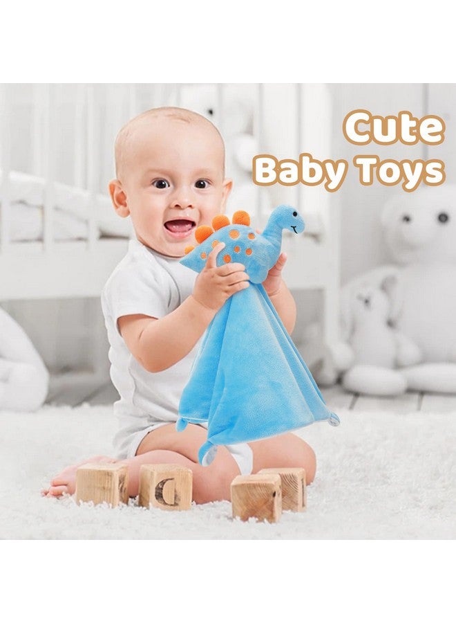 Pro Goleem Dinosaur Security Blanket Soft Loveys for Babies for Boys and Girls Newborn Lovie Infant Blankie Snuggle Toy Stuffed Animal Baby Gifts Blue 14 Inch - Image 3
