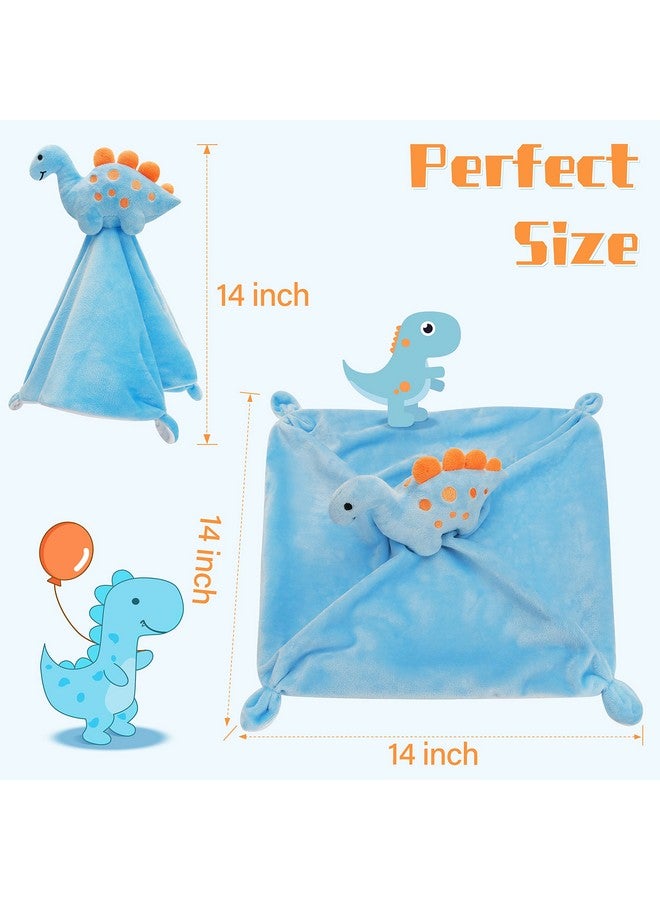 Pro Goleem Dinosaur Security Blanket Soft Loveys for Babies for Boys and Girls Newborn Lovie Infant Blankie Snuggle Toy Stuffed Animal Baby Gifts Blue 14 Inch - Image 4