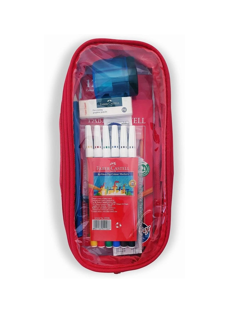 FABER-CASTELL مجموعة أدوات مكتبية مدرسية أساسية مكونة من 23 قطعة متعددة الألوان - Image 2
