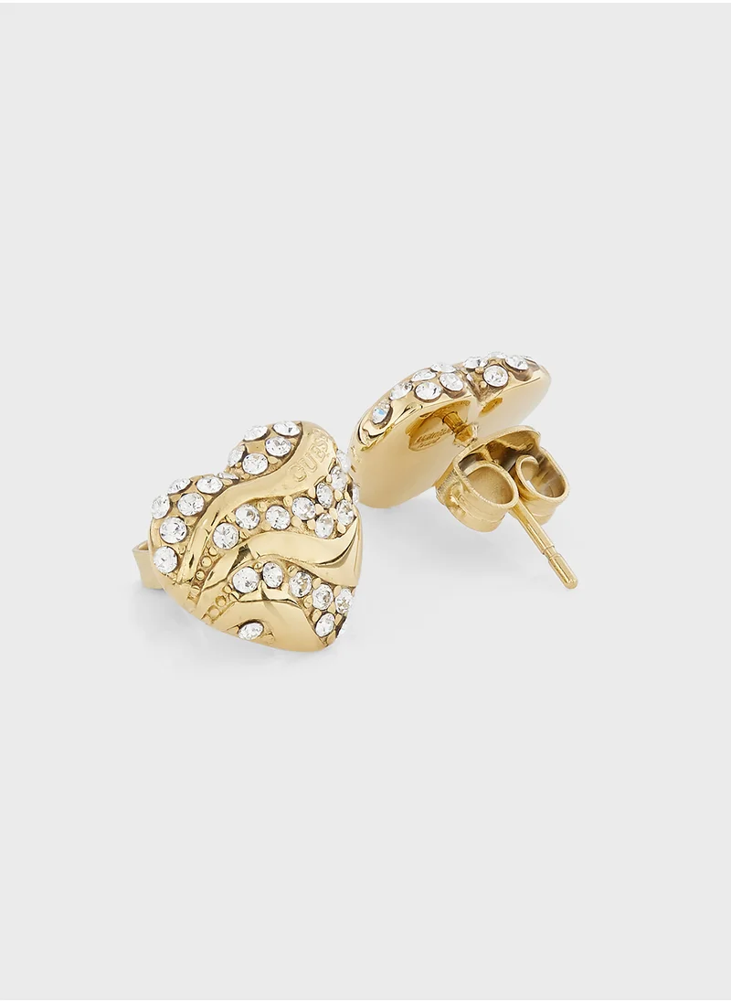 جس Heart Waves Studs Earrings