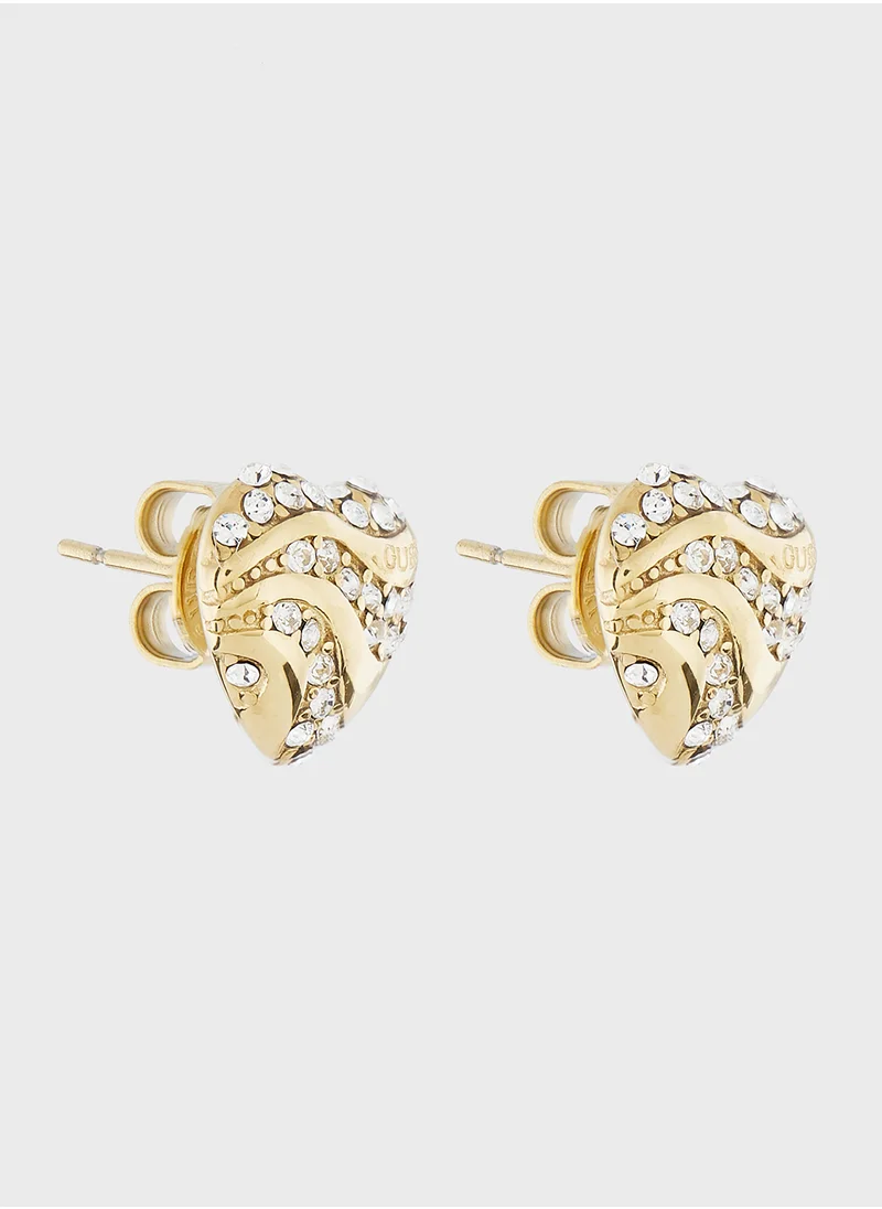 جس Heart Waves Studs Earrings