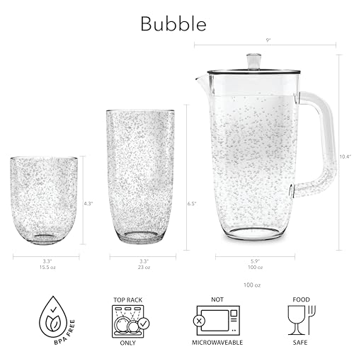 TarHong Bubble Pitcher with Lid, Clear, 100 oz., Premium Plastic - Image 2