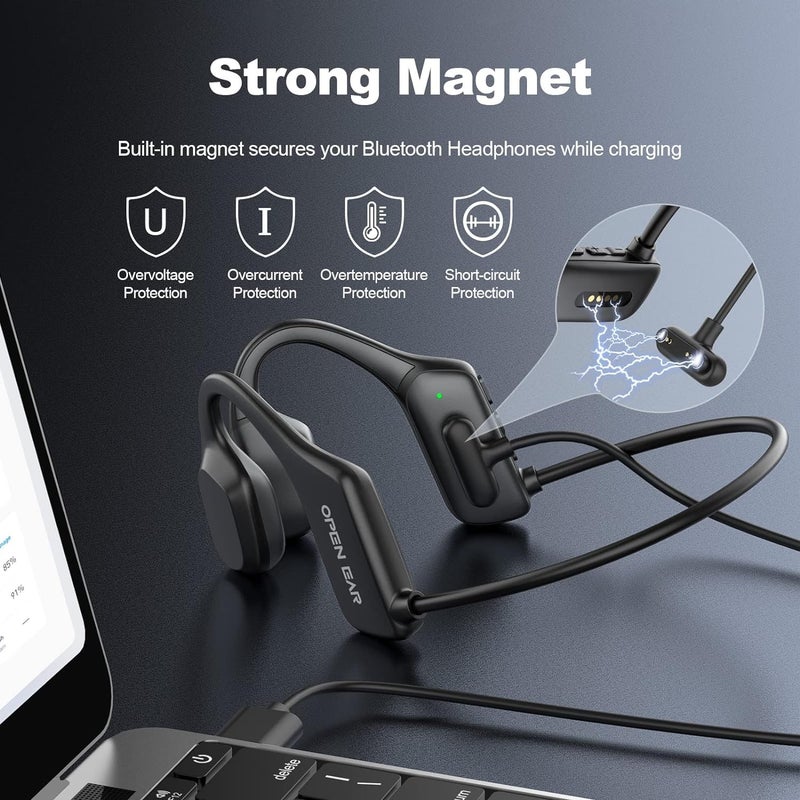 XIMAND Magnetic Charging Cable 2-Pin 7.62mm Bone Conduction Open-Ear Wireless Headphones,Replacement USB Charger Cord Headphones Cable or Some Smart Watch Charger Cable -2 Pack (2 Pin) - Image 4