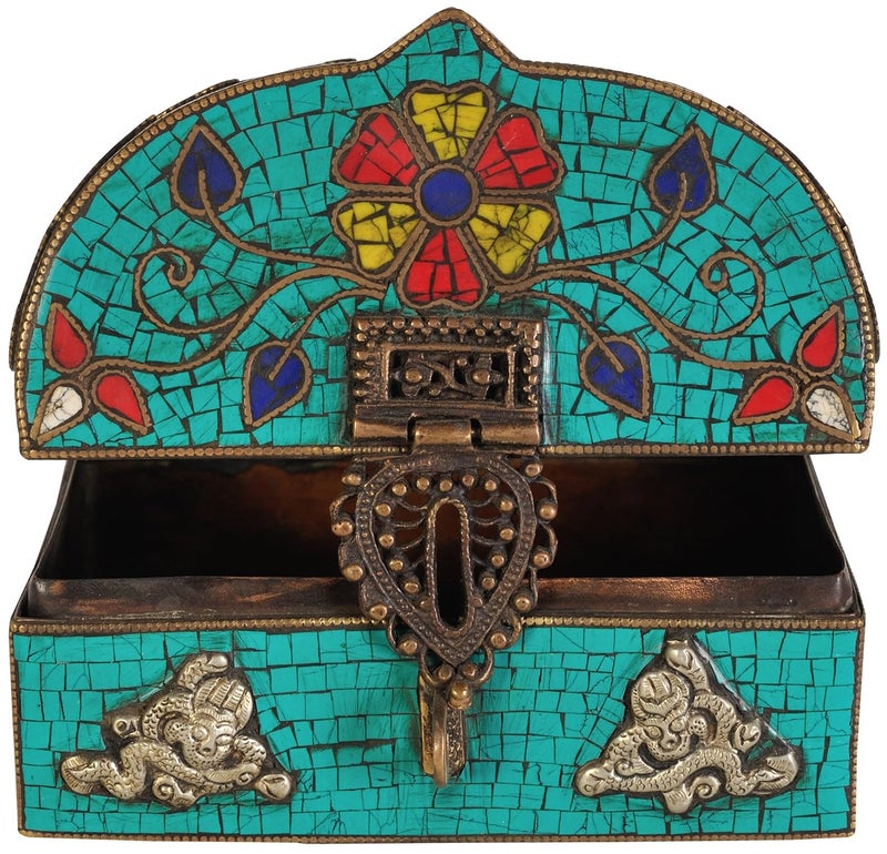 EXOTIC INDIA Exotic India Treasure Chest Copper and Brass with Inlay  - Image 2