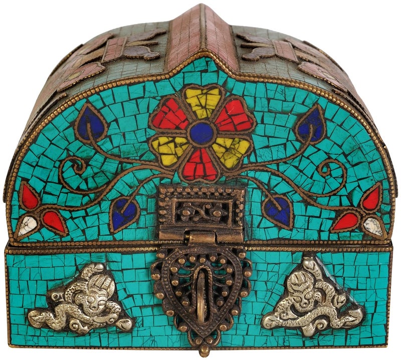 EXOTIC INDIA Exotic India Treasure Chest Copper and Brass with Inlay  - Image 1