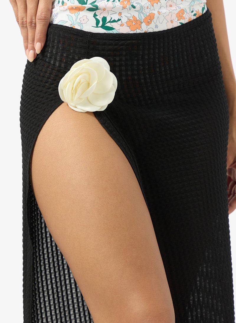 ELLA Cover Up Beach Skirt With Floral Detail - Image 4