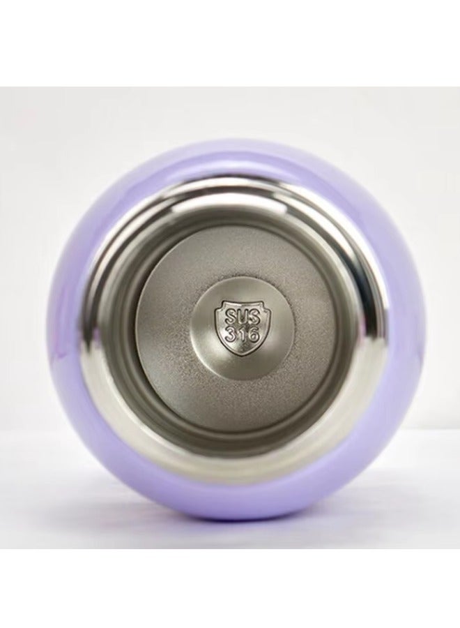 تويسو زجاجة مياه من الفولاذ المقاوم للصدأ من Twisoo مع غطاء من القش، قارورة معدنية معزولة بفراغ مزدوجة الجدران وقابلة لإعادة الاستخدام، زجاجة مياه رياضية مانعة للتسرب مع حزام كتف، للمشروبات الساخنة والباردة، 500 مل (أرجواني) - Image 2