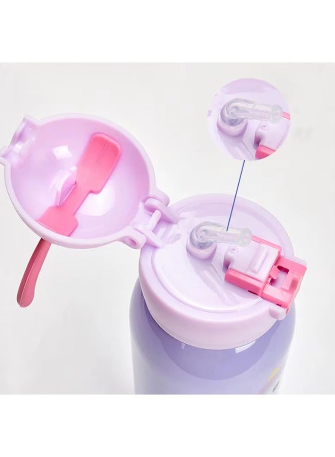 تويسو زجاجة مياه من الفولاذ المقاوم للصدأ من Twisoo مع غطاء من القش، قارورة معدنية معزولة بفراغ مزدوجة الجدران وقابلة لإعادة الاستخدام، زجاجة مياه رياضية مانعة للتسرب مع حزام كتف، للمشروبات الساخنة والباردة، 500 مل (أرجواني) - Image 3