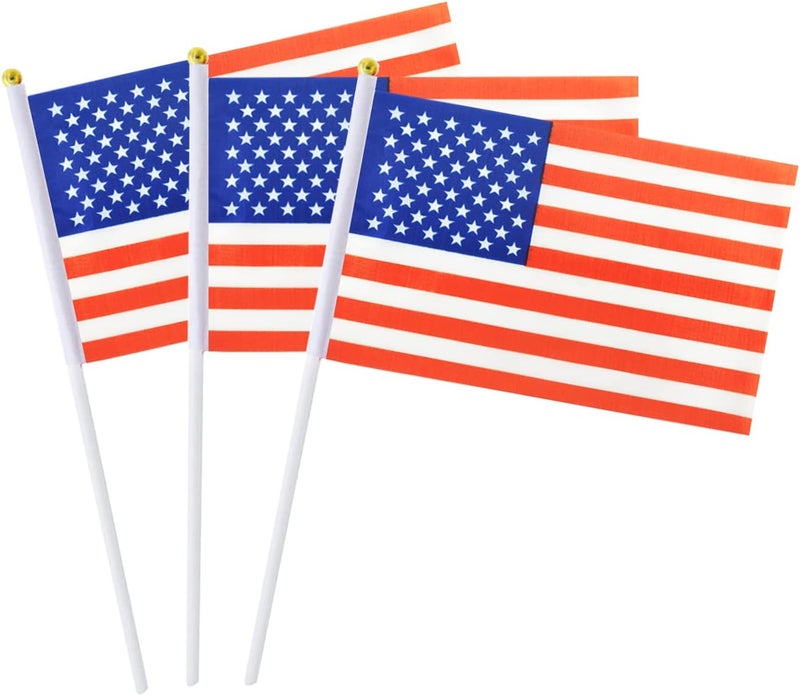mflagperft Small American Flags On Stick, Mini Handheld American USA Flag, Ideal For Party Parades Sports Events Patriotic Festival 4th Of July Decorations - Image 1