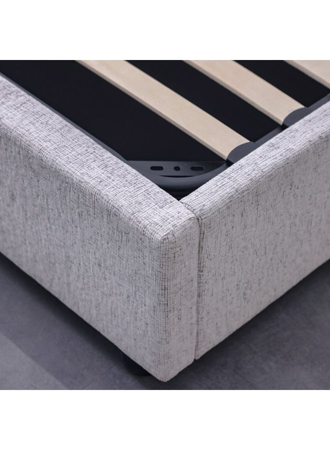 DANUBE HOME Maxillux Recta 120X200 Upholstered Kids Bed With Hydraulic Storage + USB | Modern Design Single Bed Frame Furniture | Comfortable Bed (Mattress Not Included) L217xW132xH104cm - Grey - Image 5