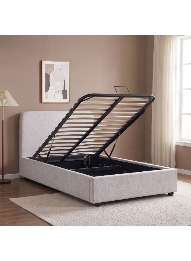 DANUBE HOME Maxillux Recta 120X200 Upholstered Kids Bed With Hydraulic Storage + USB | Modern Design Single Bed Frame Furniture | Comfortable Bed (Mattress Not Included) L217xW132xH104cm - Grey - Image 3