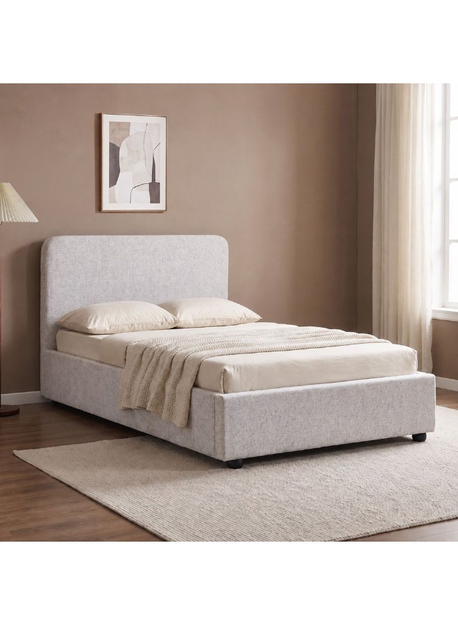 DANUBE HOME Maxillux Recta 120X200 Upholstered Kids Bed With Hydraulic Storage + USB | Modern Design Single Bed Frame Furniture | Comfortable Bed (Mattress Not Included) L217xW132xH104cm - Grey - Image 1