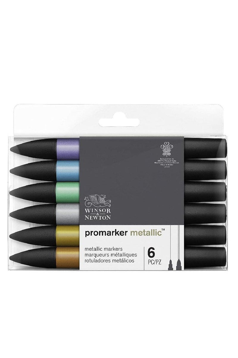 WINSOR & NEWTON ProMarker Metallic (6 Colors) Graphic Art Marker 
