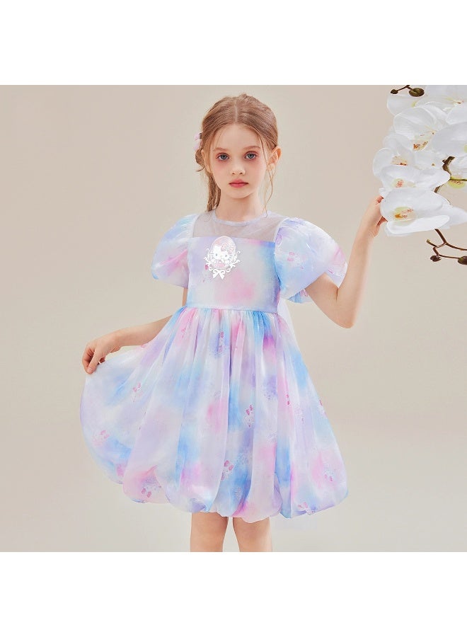 هالو كيتي مرحبا كيتي الفتيات فستان صيفي جديد المتوسطة والكبيرة ملابس الأطفال لطيف النمط الغربي التدرج اللباس - Image 1