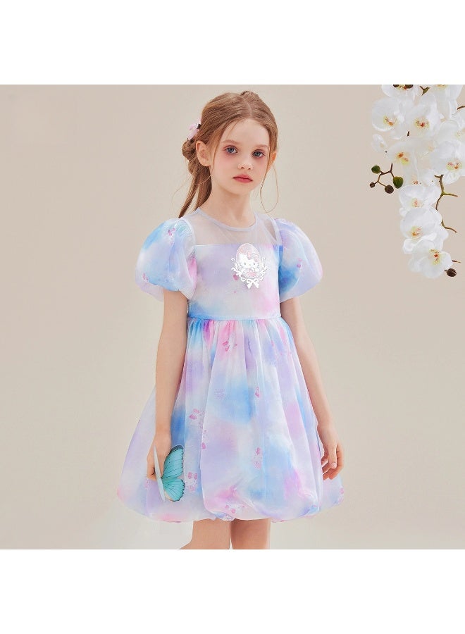 هالو كيتي مرحبا كيتي الفتيات فستان صيفي جديد المتوسطة والكبيرة ملابس الأطفال لطيف النمط الغربي التدرج اللباس - Image 2