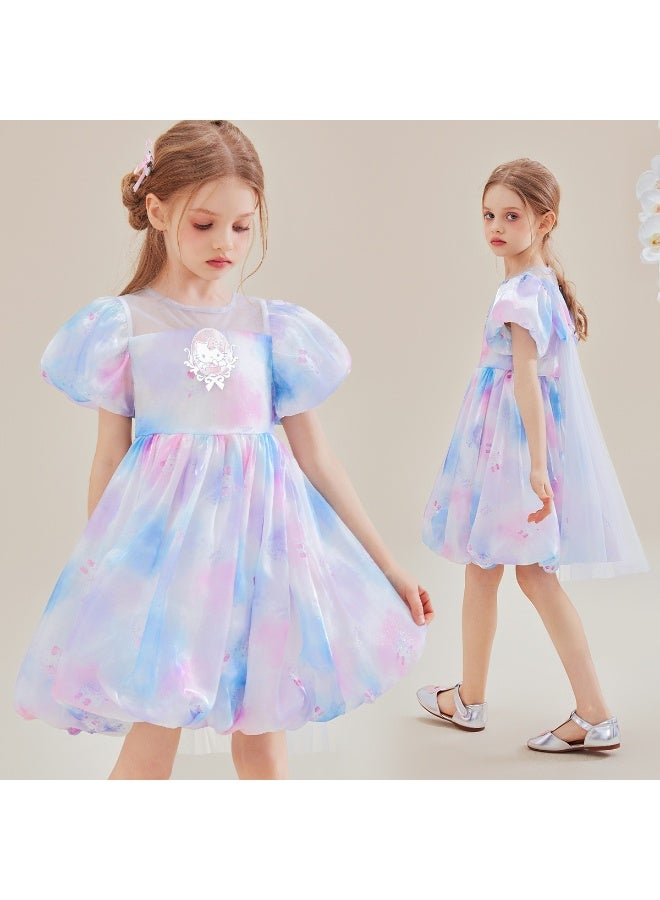 هالو كيتي مرحبا كيتي الفتيات فستان صيفي جديد المتوسطة والكبيرة ملابس الأطفال لطيف النمط الغربي التدرج اللباس - Image 4