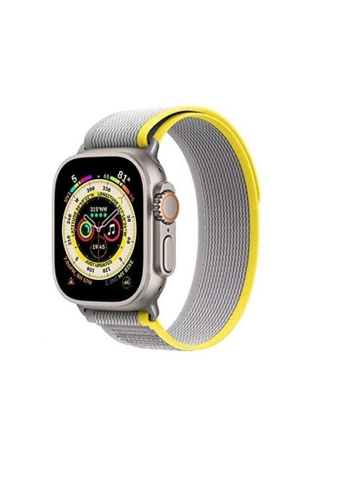 Generic - Trail Loop Band Compatible With Apple Watch 8 Ultra 49mm, Nylon Sport Gray Yellow - Image 1