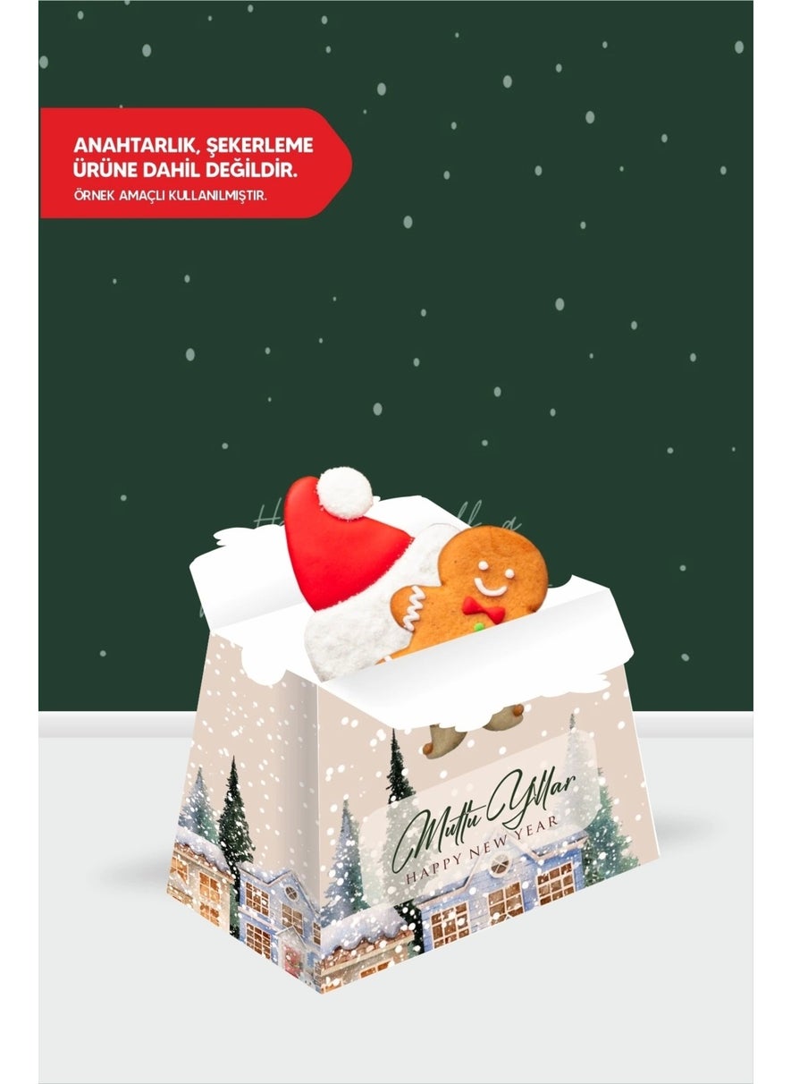 Neşeli Günlerim Happy Days New Year theme deer pyramid box - mini (keychain, mini toy, candy) 13x7x5 cm *8 pack  - Image 2