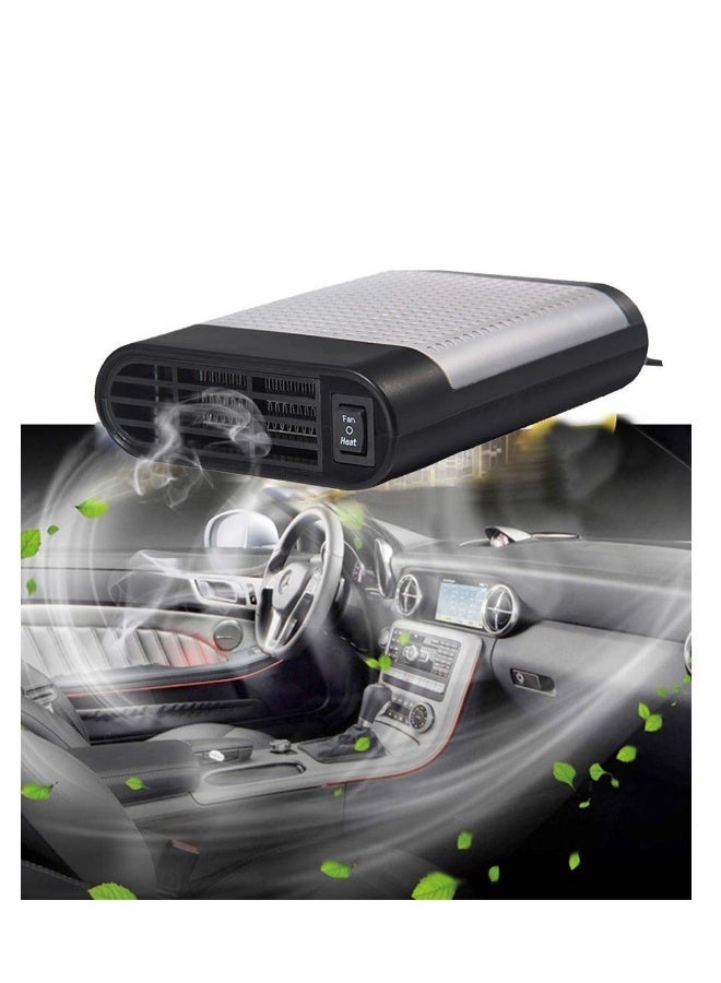 MUNTAQI Car Heater 12V Portable Winter Auto Van Defroster 150W Heating Demister Cooling Fan (Grey with Air Purification) - Image 1