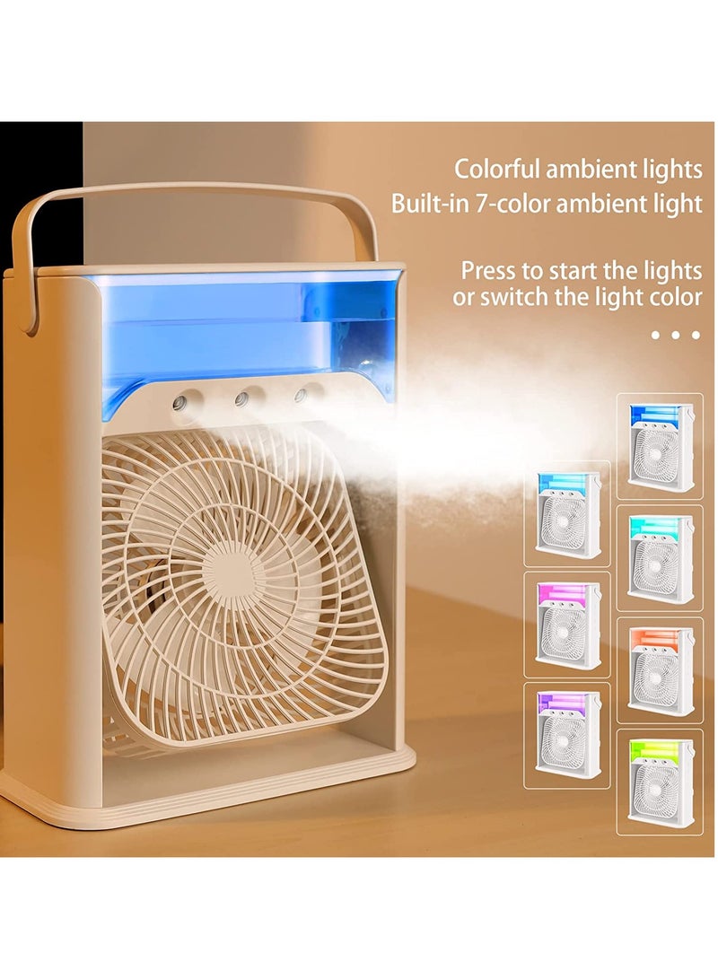 Generic Water Cooling Fans misting fan Multifunctional 3-in-1 Portable Air Conditioner Fan Water Cooler Fan Air Humidifier 7 Colors Night Light USB Desktop Fan with 3 Adjustable Wind Speeds for Home Office Outdoor Use  - Image 2