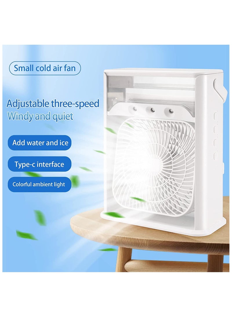 Generic Water Cooling Fans misting fan Multifunctional 3-in-1 Portable Air Conditioner Fan Water Cooler Fan Air Humidifier 7 Colors Night Light USB Desktop Fan with 3 Adjustable Wind Speeds for Home Office Outdoor Use  - Image 3