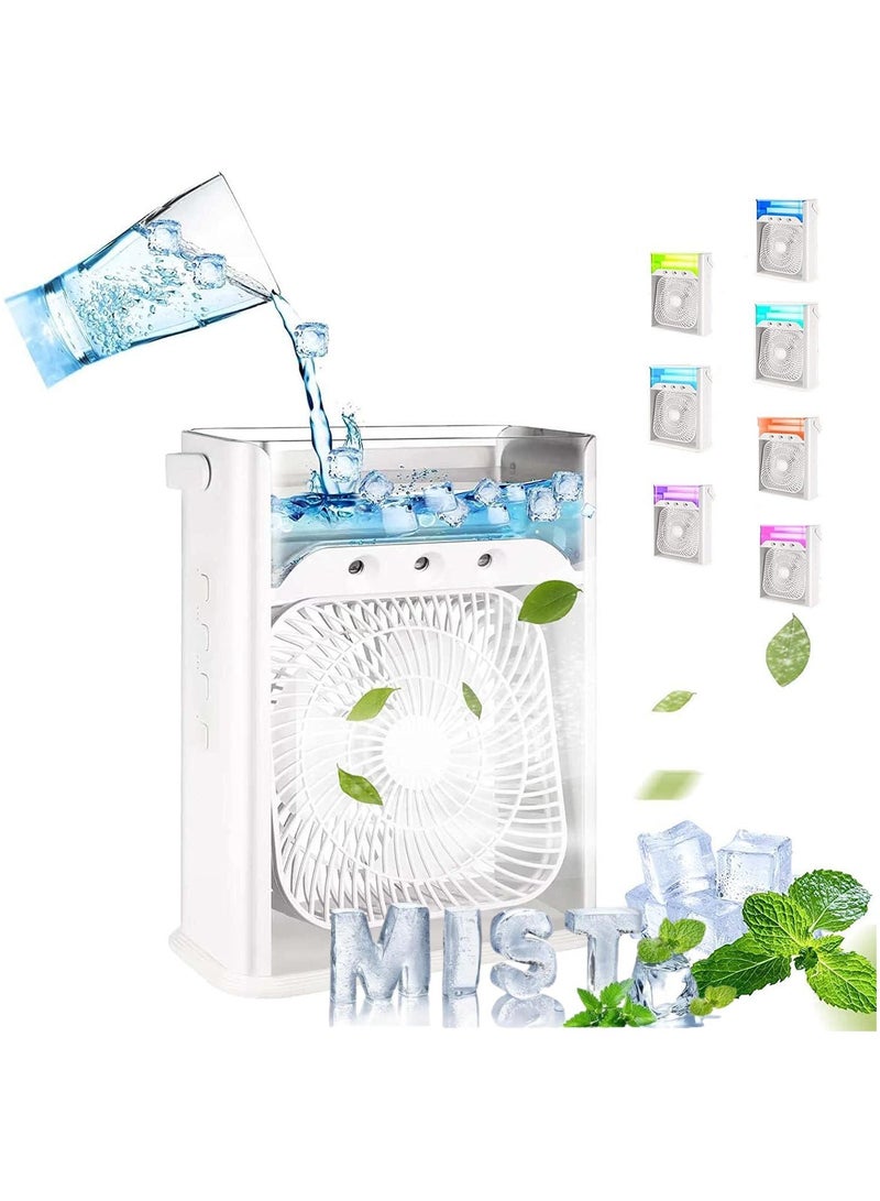 Generic Water Cooling Fans misting fan Multifunctional 3-in-1 Portable Air Conditioner Fan Water Cooler Fan Air Humidifier 7 Colors Night Light USB Desktop Fan with 3 Adjustable Wind Speeds for Home Office Outdoor Use  - Image 1